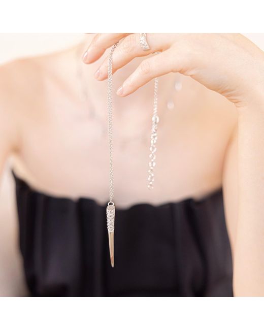 Linda Fiore White Long Necklace With Horn Pendant, Sterling