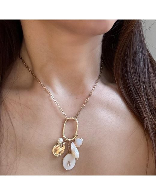 Rare Matters Jewelry Metallic Radiance Charm Mother Of Pearl Necklace