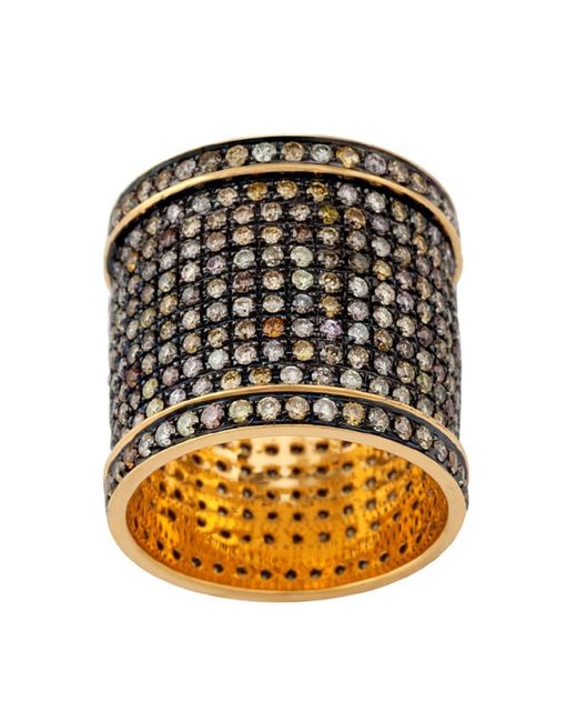 Artisan Metallic Natural Multi Color Diamond Pave Long Band Ring 925 Sterling Silver Jewelry