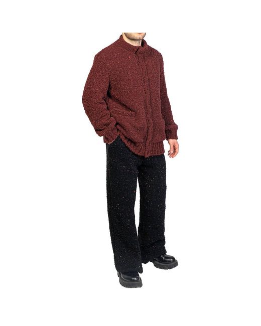 Maison Bogomil Purple Chunky Knit Bomber Cardigan for men
