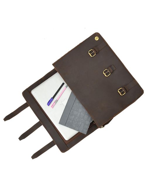 Dötch Leather Black Lakshan Leather Messenger Laptop Bag for men