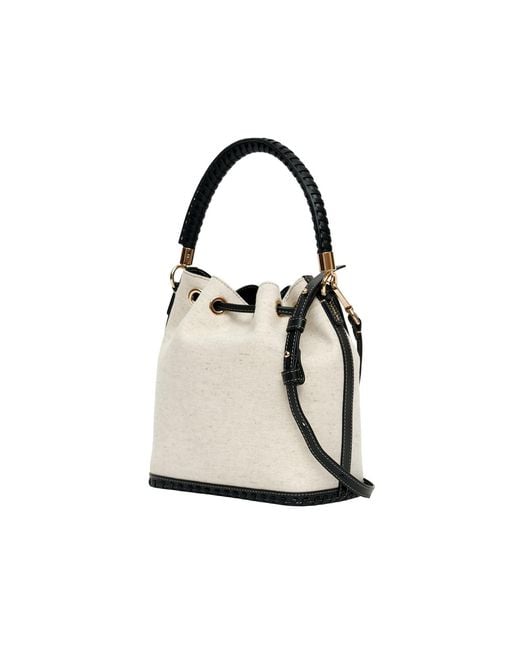 Saonara Brand Natural Bucket Bag Linen Leather