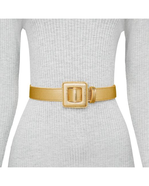 BeltBe Natural Mini Square Metallic Buckle Belt