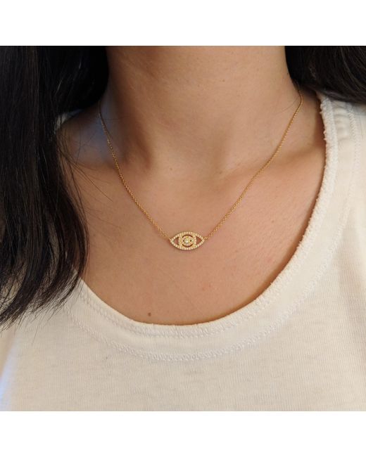 KAMARIA Metallic Evil Eye Necklace With Crystals
