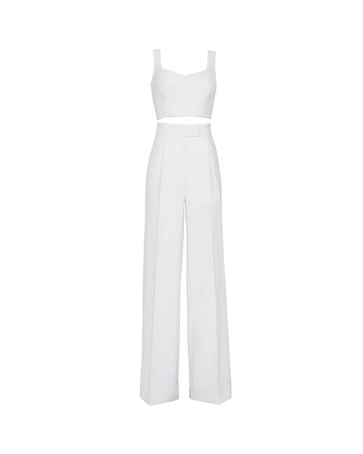 Nomi Fame White Mori Pant Set With Sleeveless Top