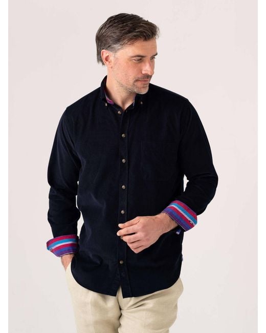 Koy Clothing Blue Dark Cord Shirt for men