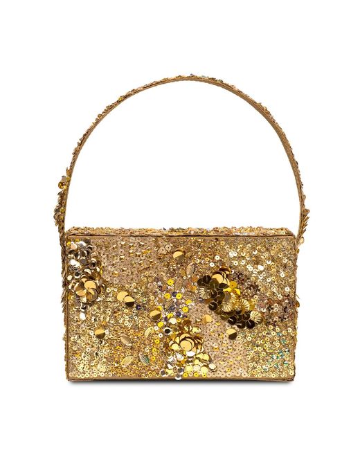 Simitri Metallic Golden Ember Box Clutch