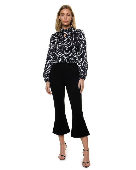 Carloslines Blue Draped Mock Neck Long Sleeve Shirt