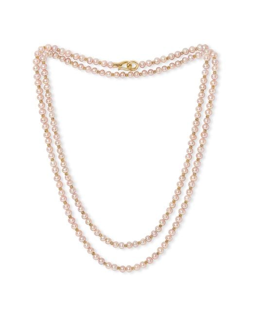 Pearls of the Orient Online Metallic Gratia Cultured Freshwater Pearl Loop Necklace With Beads