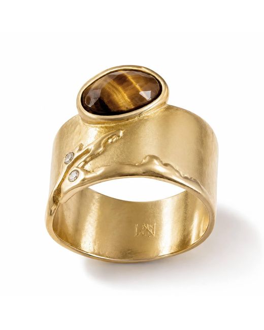 Rare Matters Jewelry Metallic Brilliance Tiger's Eye Gemstone Statement Ring