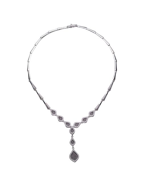 Genevive Jewelry Metallic Sterling Plated With Cubic Zirconia Trio Drop Necklace