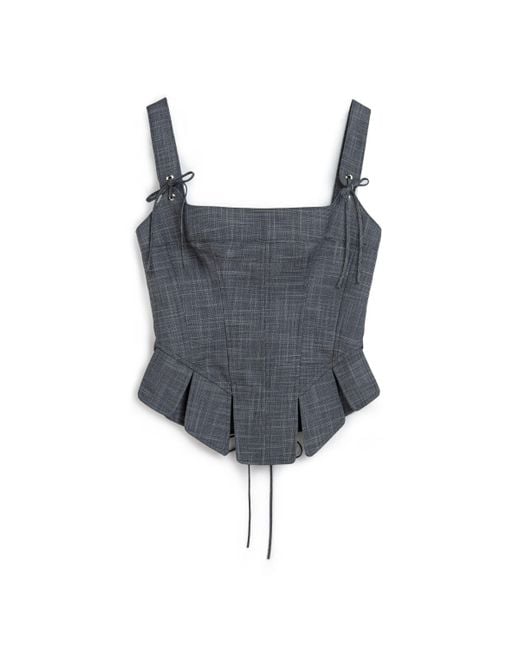 Nocturne Gray Eyelet Tie Detail Blouse