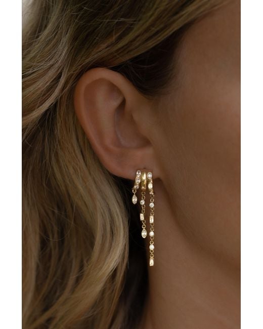 Aaria London Metallic Kalani Stacked Triple Hoop Illusion Earrings