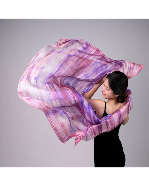 Silk and Bears Purple Berry Brushstroke Silk Scarf – Hand-Dyed Mulberry Silk, Evening Wrap & Gift