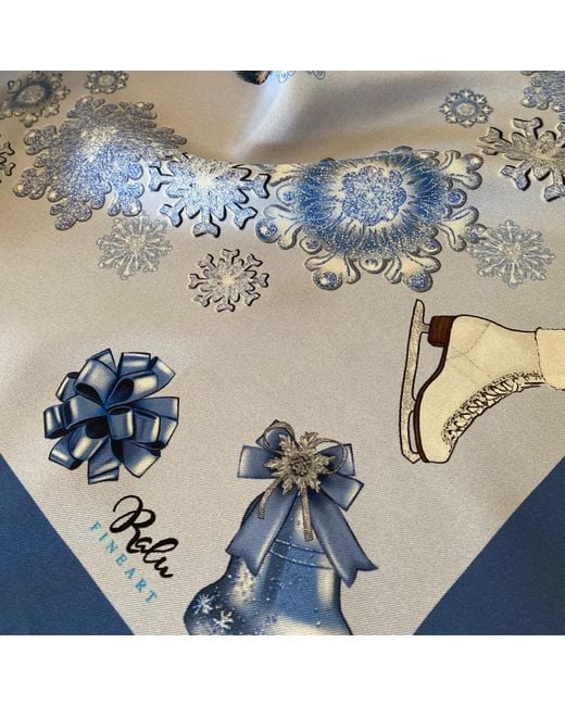 Ralufineart Blue Frozen Elegance Pocket Square