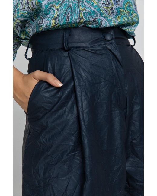 Conquista Blue Faux Leather Bermuda Shorts