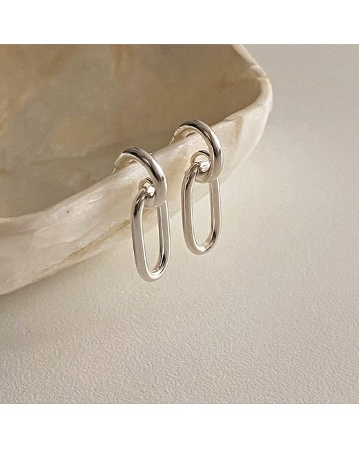 Cote Cache Metallic Oval Chain Link Drop Earrings
