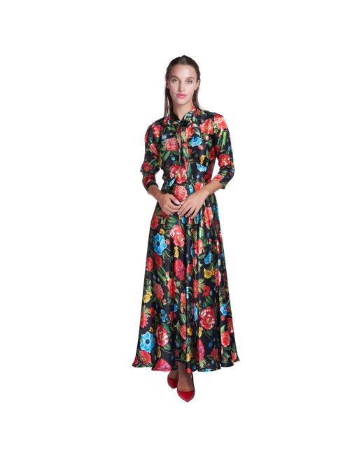 Sofia Tsereteli Red Multi Floral Silk Dress