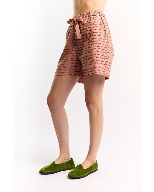 Studio Afuera Red Barranco Peach Linen Shorts