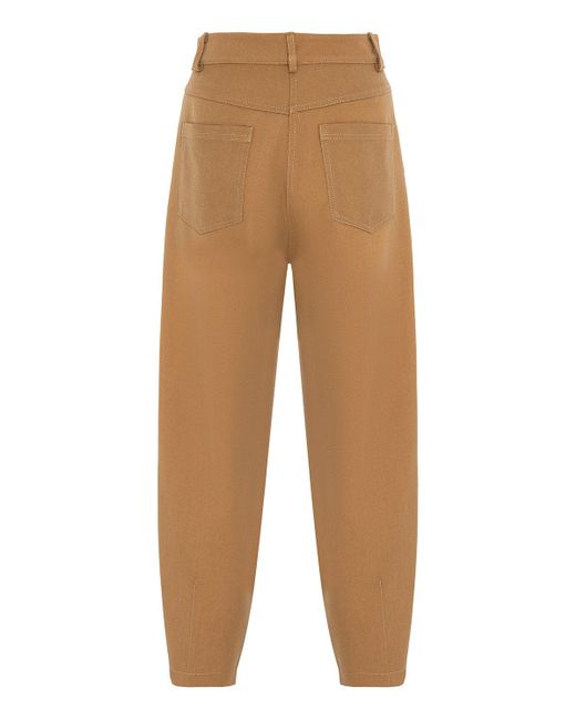 Nocturne Natural Camel Pleated Slouchy Pants