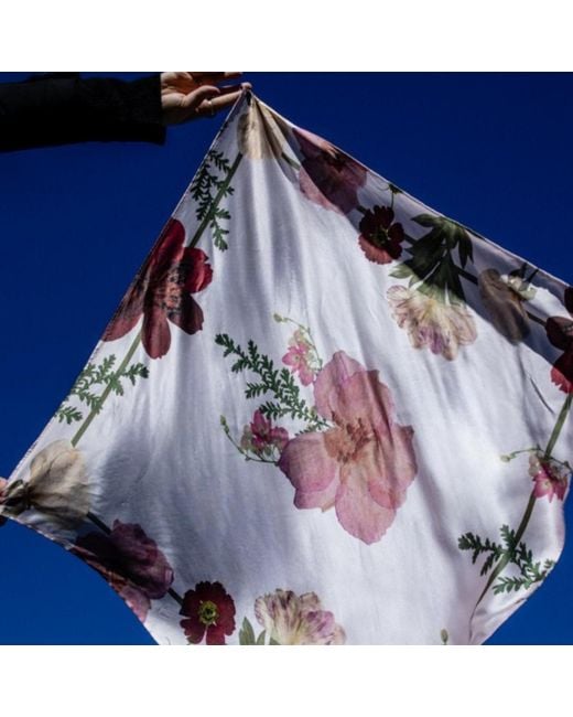 Baines London Pink 'Love' Summer Pure Silk Floral Scarf Square
