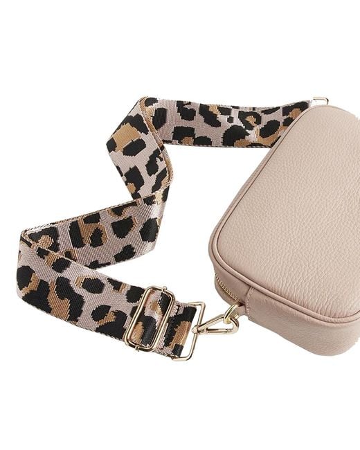 Betsy & Floss Pink Verona Crossbody Tassel Blush Bag With Dark Leopard Strap
