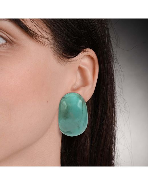 Michael Nash Jewelry Green Merrie Marbled Resin Semi Hoop Clip On Earrings
