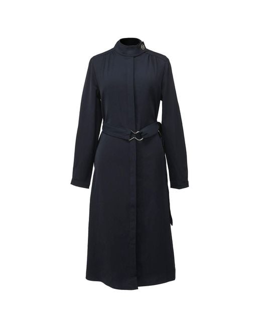 Smart and Joy Blue High Neck And Long Sleeves Shirt-Dress