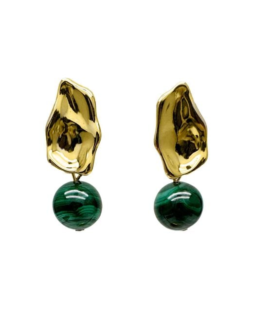 Farra Green Minimalist Malachite Dangle Earrings