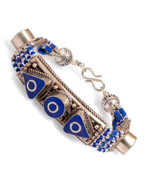 Ebru Jewelry Blue Nepal Design Lapis Lazuli & Bohemian Bracelet