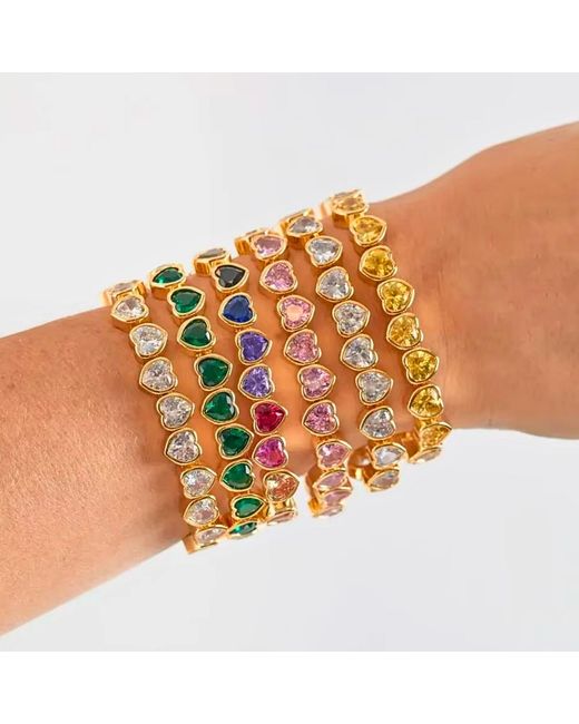 Olivia Le Metallic Cubic Zirconia Heart Stretch Tennis Bracelet