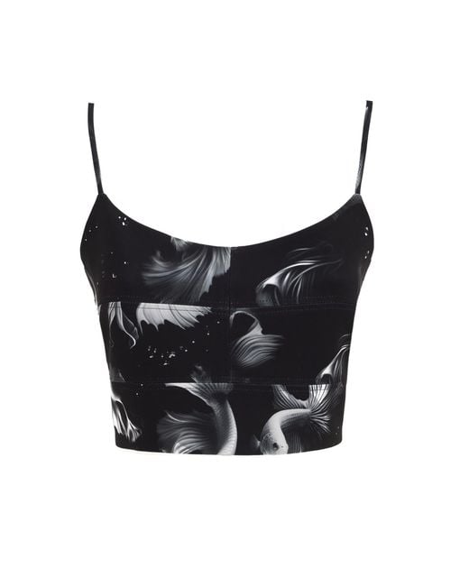 Julia Allert Black Fashion Printed Crop Cami Top