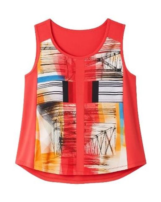 Conquista Red Flowy Abstract Sleeveless Top