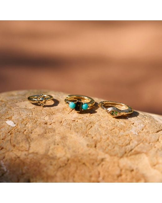 Zohreh Blue Tourmaline & Huggie Hoop Earring 9K