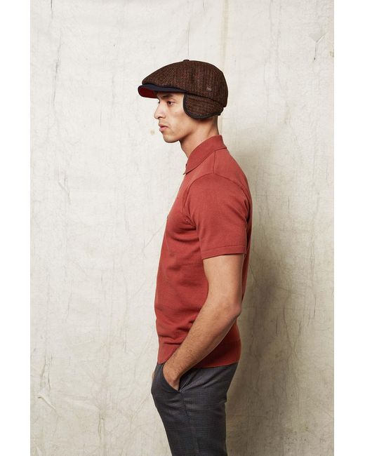 Dasmarca Hats Brown Aaron Harris Tweed Wool Cap With Earflaps for men