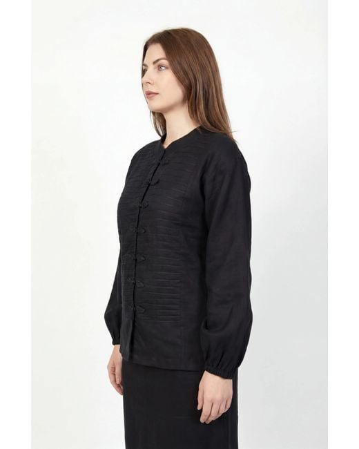 Muda Clothing Fz Llc Black Inori Linen Top