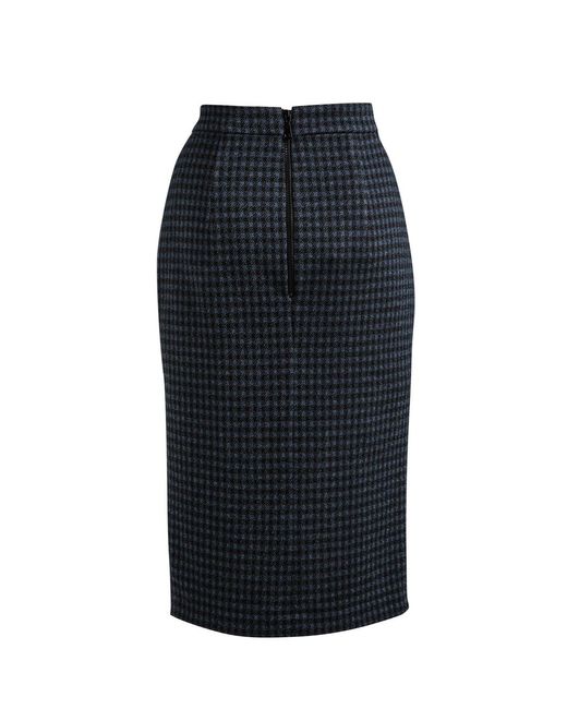 Conquista Blue Check Pencil Skirt