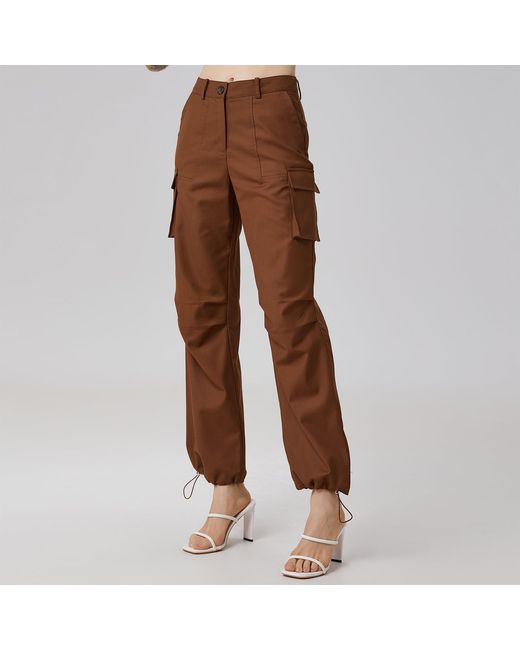 Smart and Joy Brown Drawstring Ankle Cargo Pants
