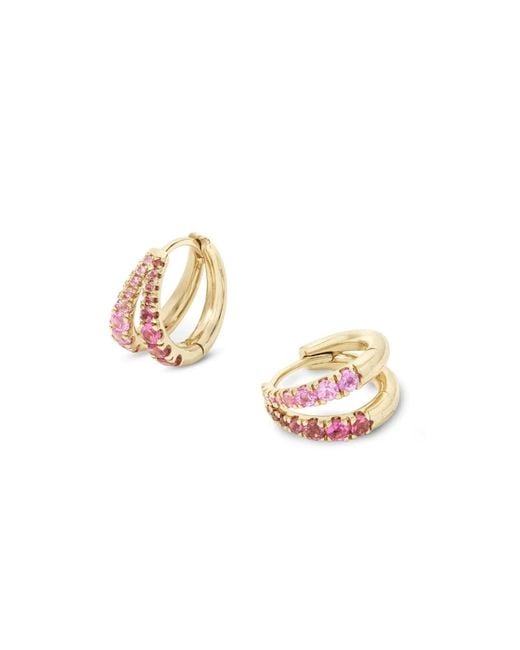 Dinny Hall Metallic Signature Duo Rubellite & Sapphire Huggie Hoops