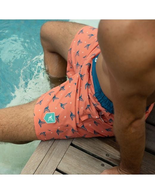 Live Kolibri Orange Luxury Swim Trunks for men