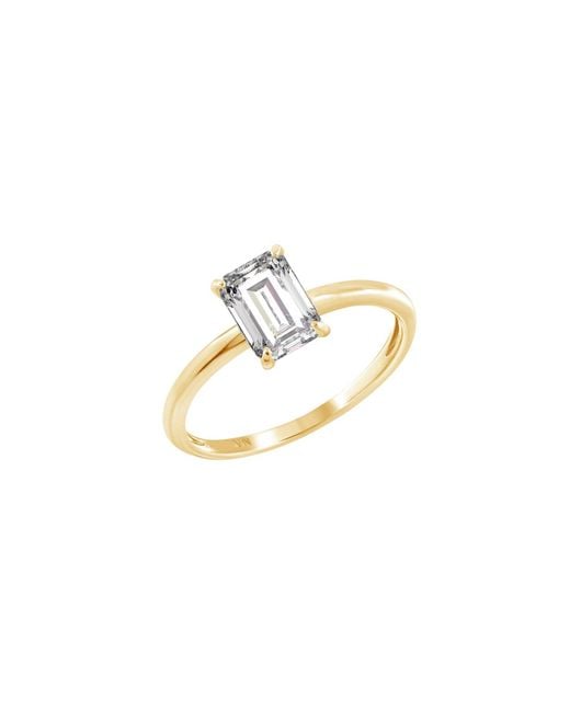 Diamonbliss Metallic Embellished Swarovski Stone Plated Sterling Solitaire Emerald Cut Ring One Carat