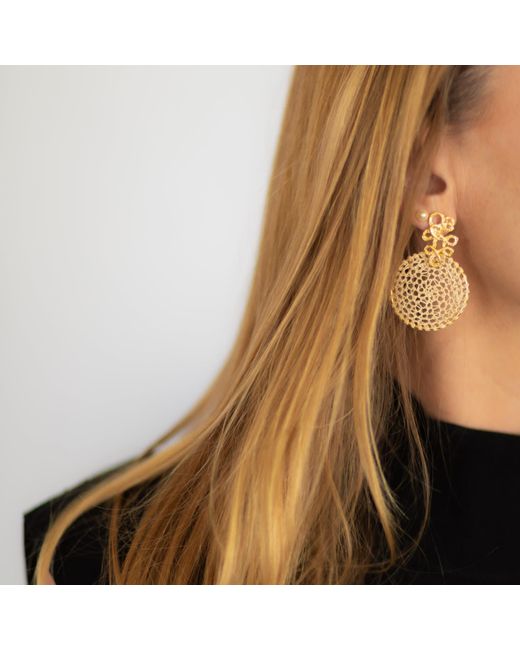 Nart Nature Making Art Metallic The Buriti Natural Fiber Lace Earrings