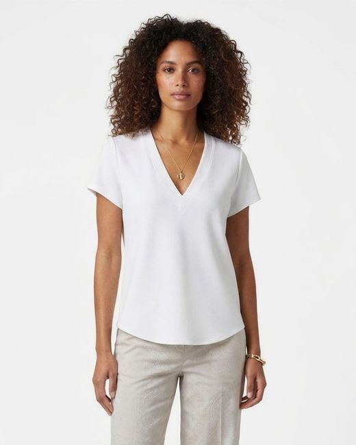 Lords of Harlech White Victoria V-Neck Top