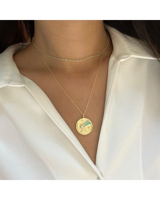 KAMARIA Metallic Opal Shooting Star Wish Medallion Necklace