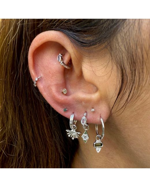 Zohreh Metallic Mini Diamond Trilogy Huggie Hoop Earring 9K