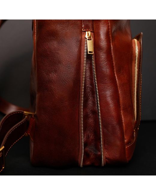 Time Resistance Red Large Leather Backpack for men