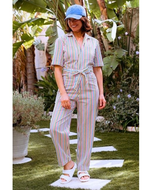 Sugarhill Multicolor Meredith Boilersuit Multi, Colourful Canvas Stripe