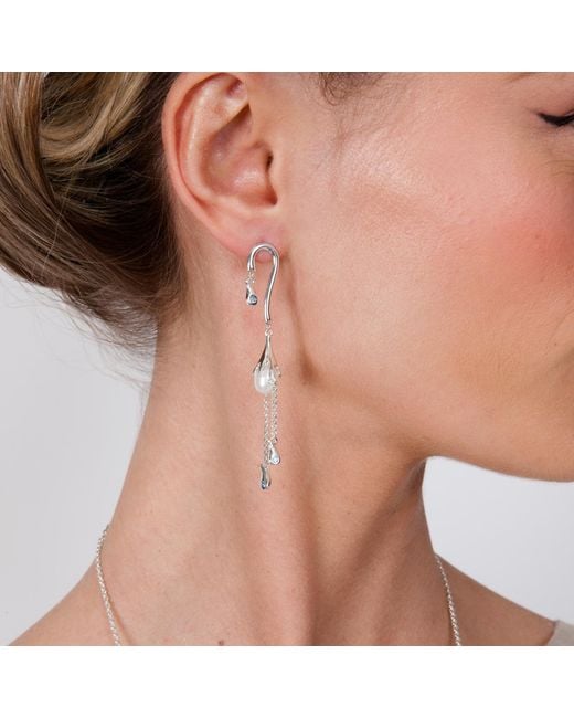 Lucy Quartermaine Metallic Pearl Drop Earrings With Swarovski Crystals