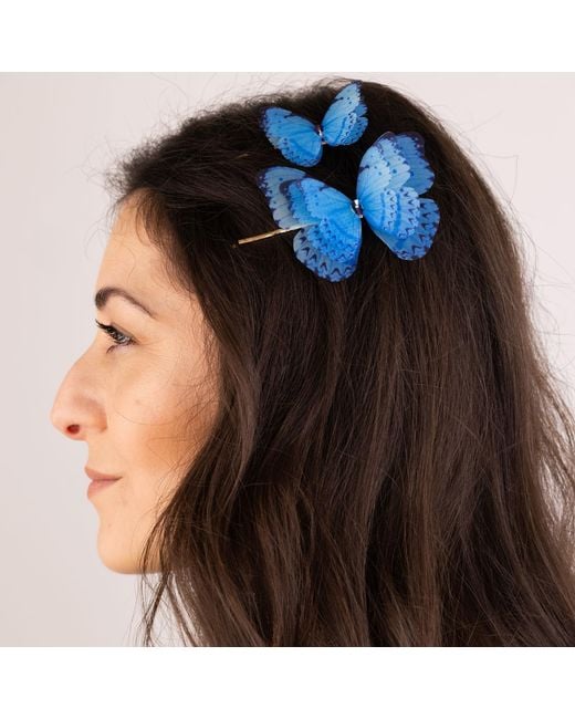 Oana Savu Blue Butterfly Bobby Pin Set Hair Pins Summer Accessories