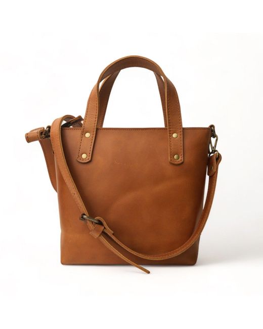 Hides Leather Co. Brown Handmade Mini Tote Hazelnut Crossbody Bag